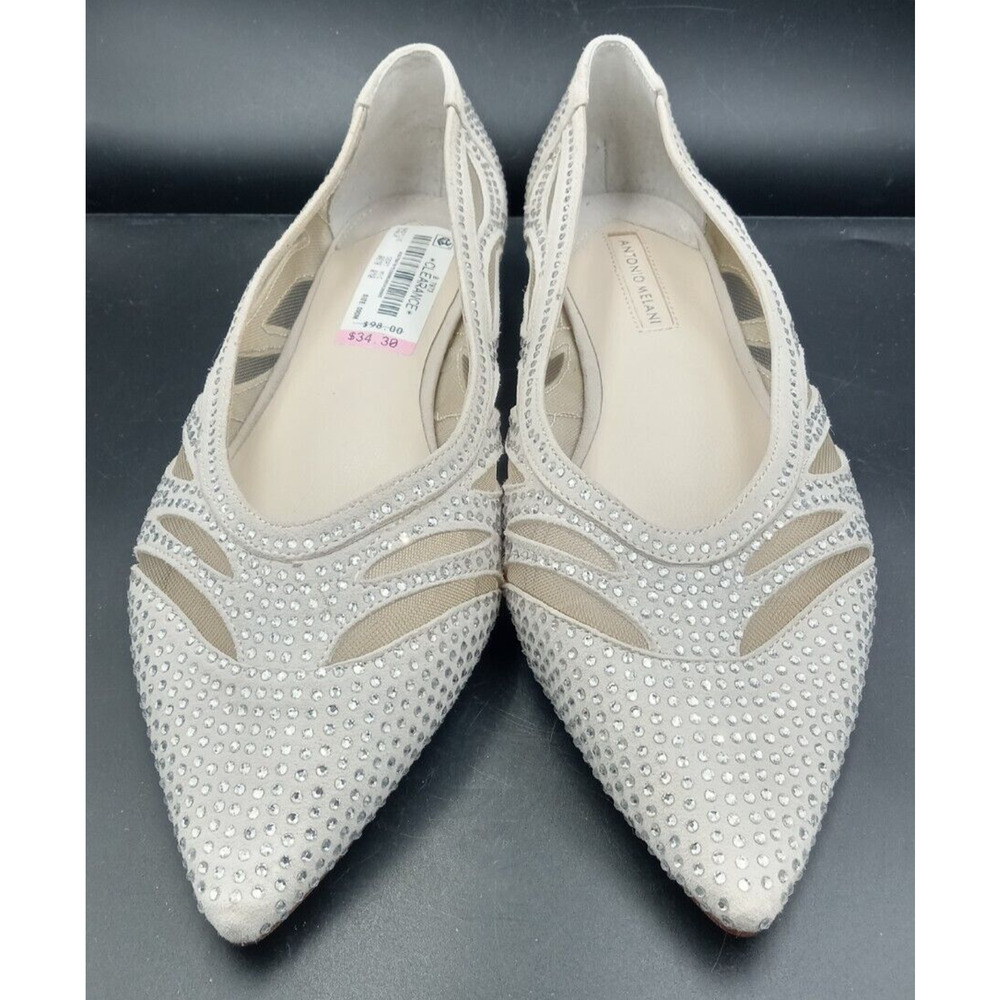 Ivanka Trump Silver Embellished Pointed Toe Flats